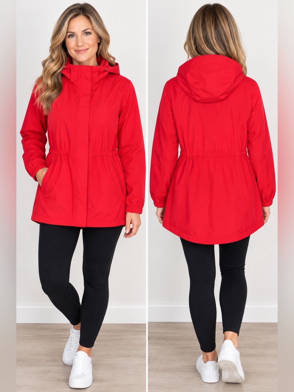 Lands' End Women’s Waterproof Hooded Raincoat Red Size S (6-8) NWOT
